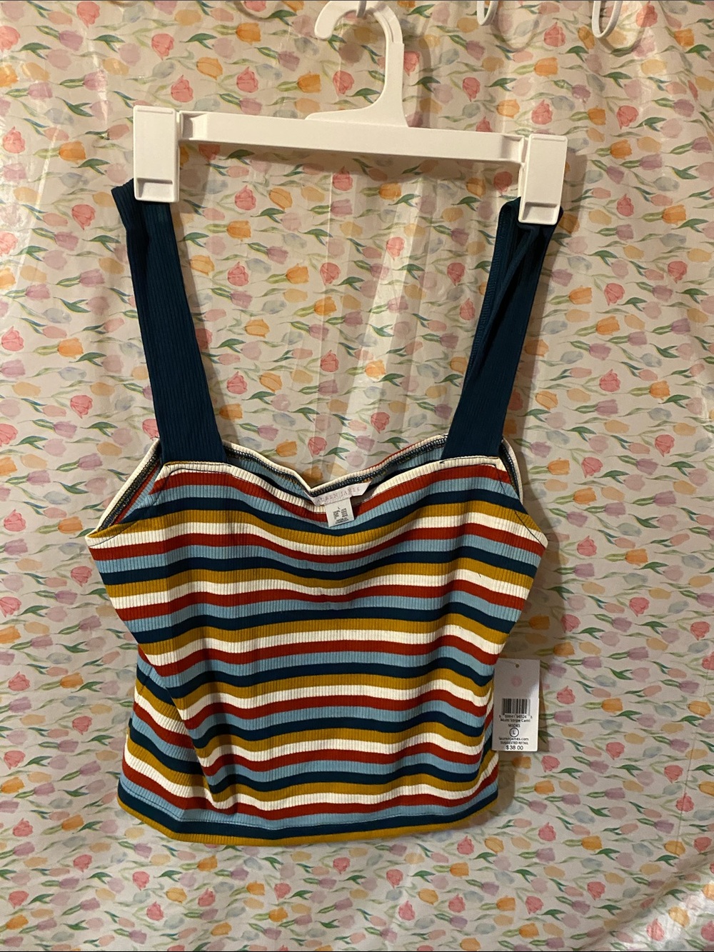 Lauren James Striped Ribbed Tank Top - Navy, Rust, Mustard, Teal, Cream